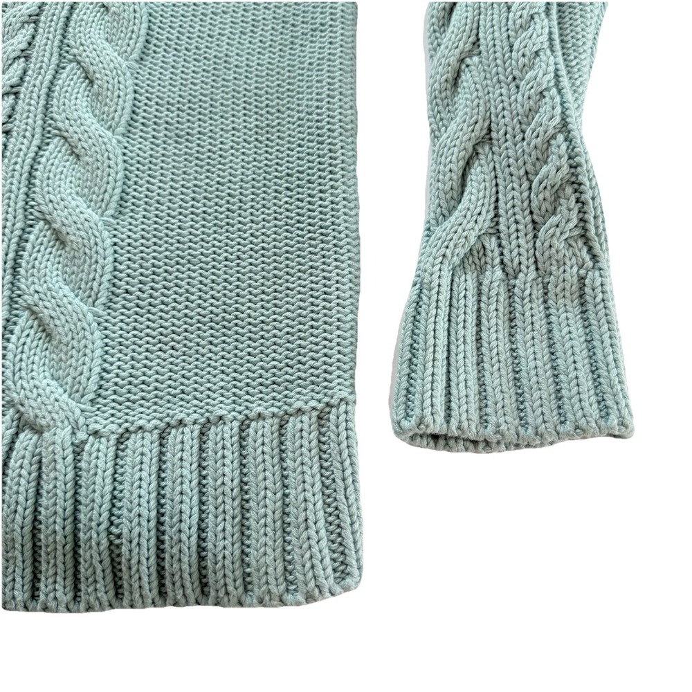 LL Bean Aqua Blue Double L Mixed Cable Crew Neck Pullover Sweater Size LARGE - Picture 3 of 9
